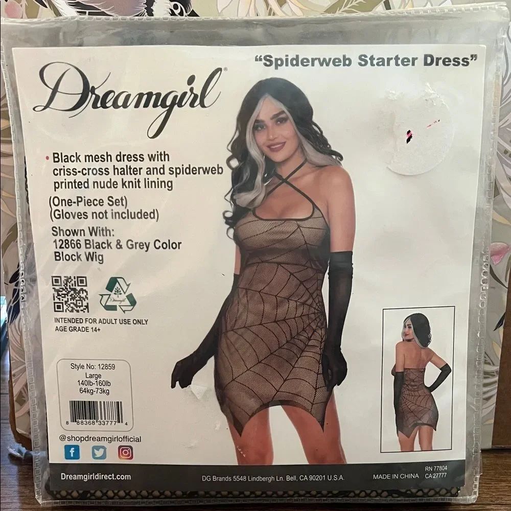 Dreamgirl Black and Gray Spiderweb Dress